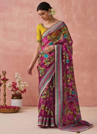 Magenta Print Party Classic Saree