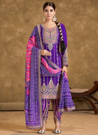 Magnificent Chinon Mehndi Trendy Salwar Kameez