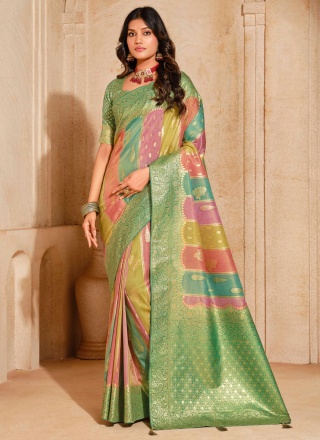 Majestic Green Silk Trendy Saree