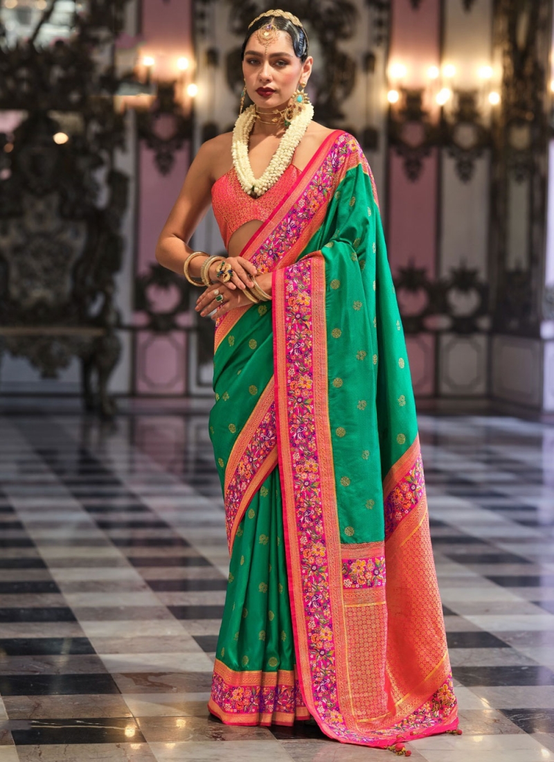 Majesty Green and Rama Trendy Saree