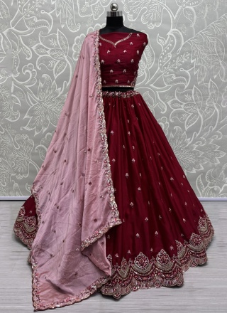 Maroon and Rani Color Designer Lehenga Choli