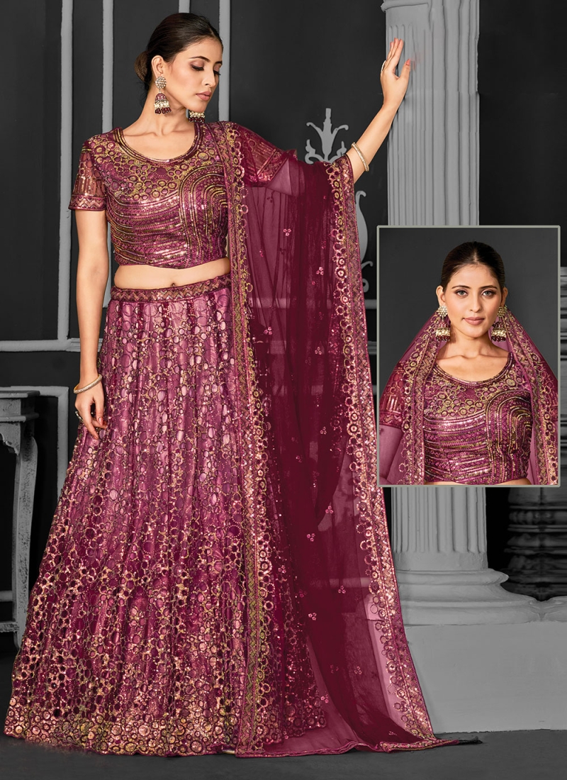 Blue And Maroon Color Combination Wedding Collection Semi - Stiched Lehenga  Choli :: MY SHOPPY LADIES WEAR