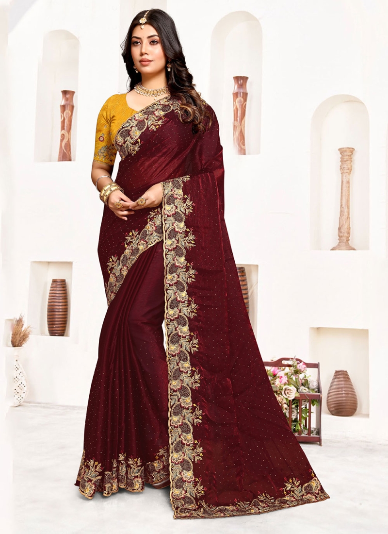 Maroon Party Designer Saree