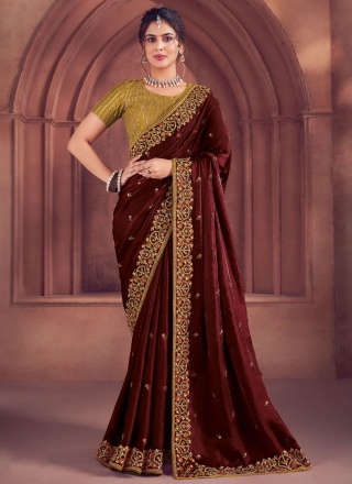 Maroon Reception Contemporary Saree