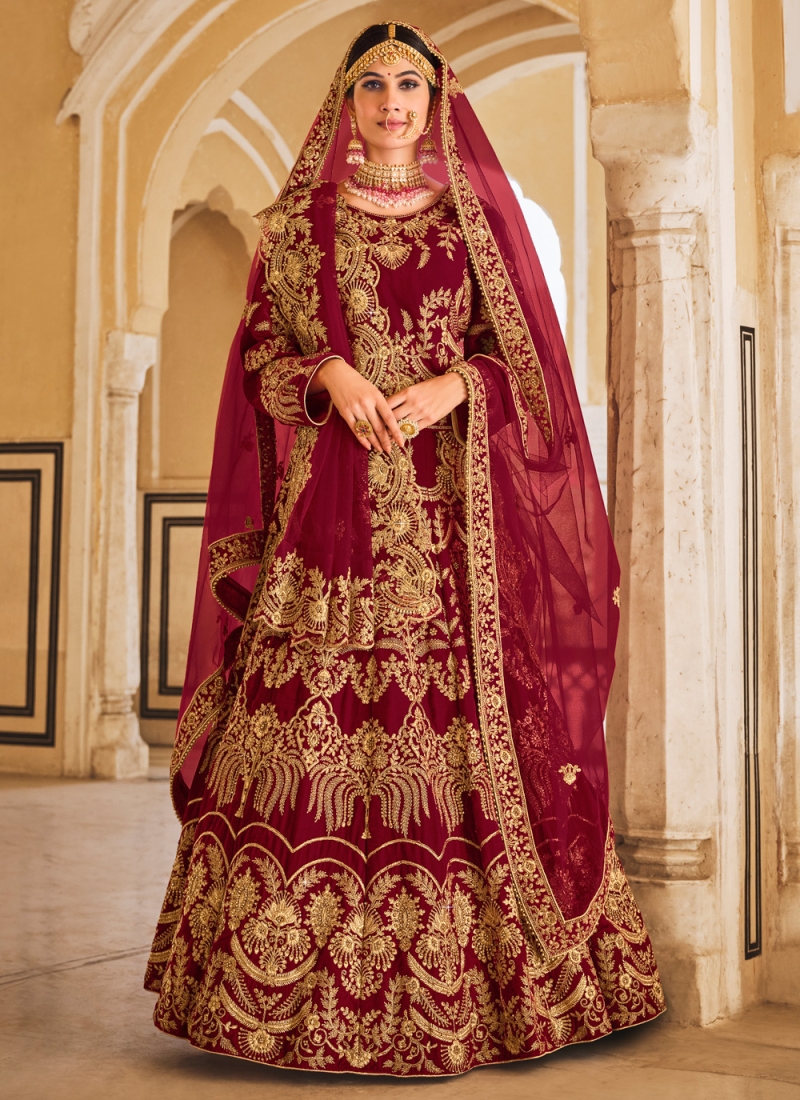 Buy Beautiful Maroon Velvet Lehenga Choli With Net Dupatta,reception  Dress,bridesmaid Dress,georgette Party Wear, Wedding Lahanga for Bride  Online in India - Etsy