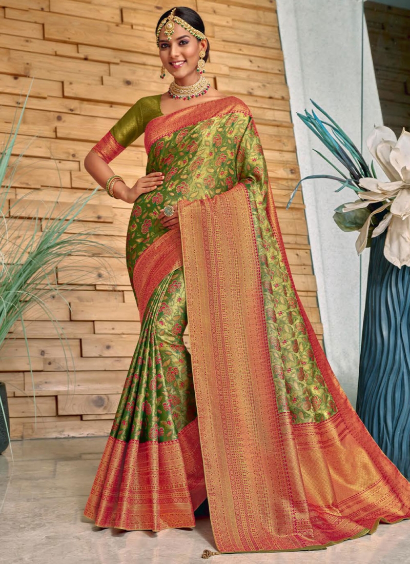 Shree Orange Organza Silk Saree – Zariknyaa