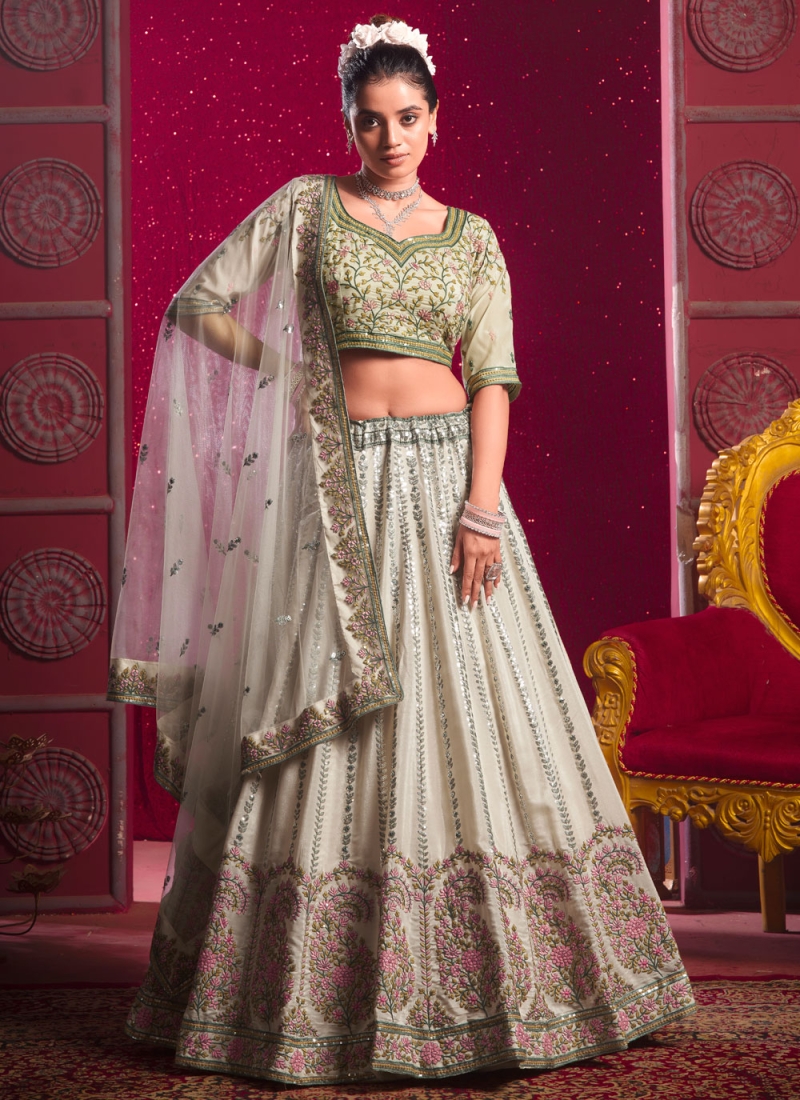 Mod Off White Readymade Lehenga Choli