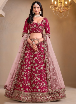 Modern Resham Maroon Designer Lehenga Choli