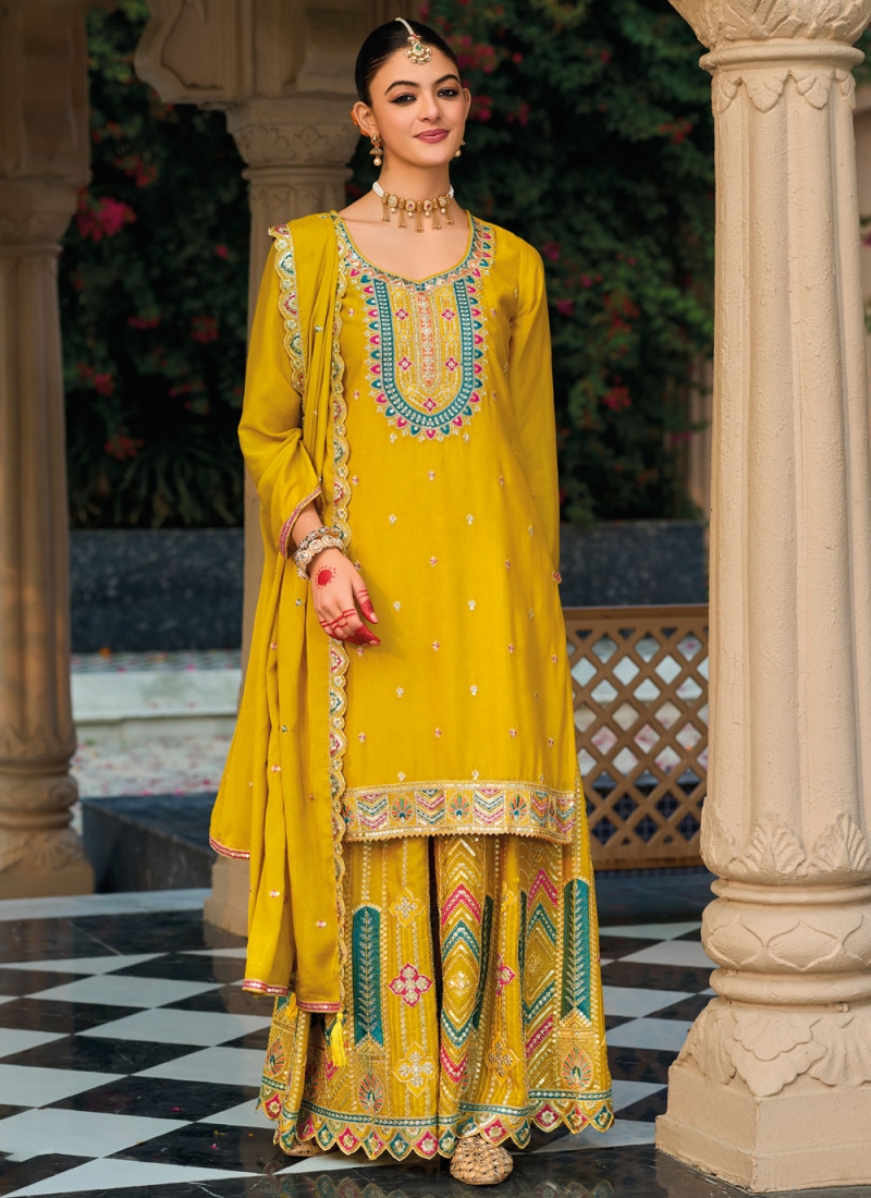 Modernistic Mustard Party Designer Salwar Suit