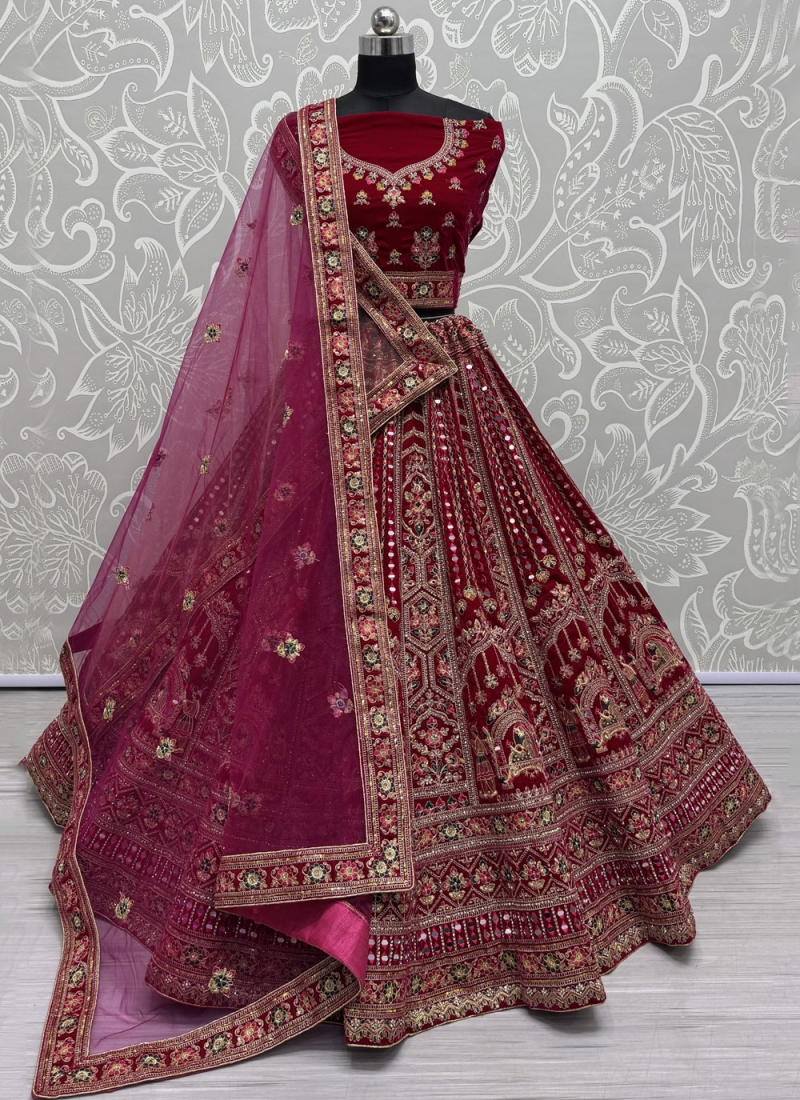 Modernistic Zari Velvet Designer Lehenga Choli