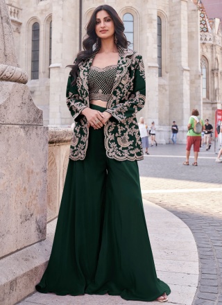 Monumental Embroidered Green Silk Bollywood Salwar Kameez