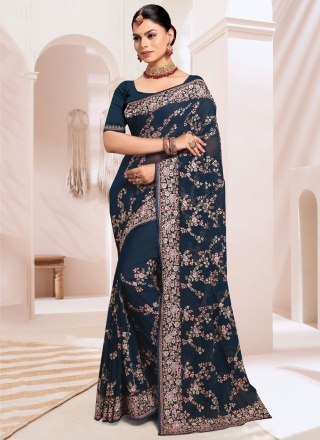 Morpeach  Ceremonial Georgette Trendy Saree