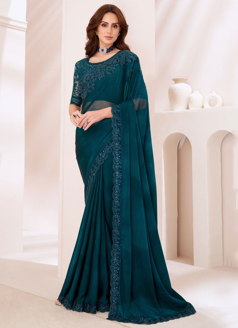 Morpeach  Chiffon Lace Traditional Saree