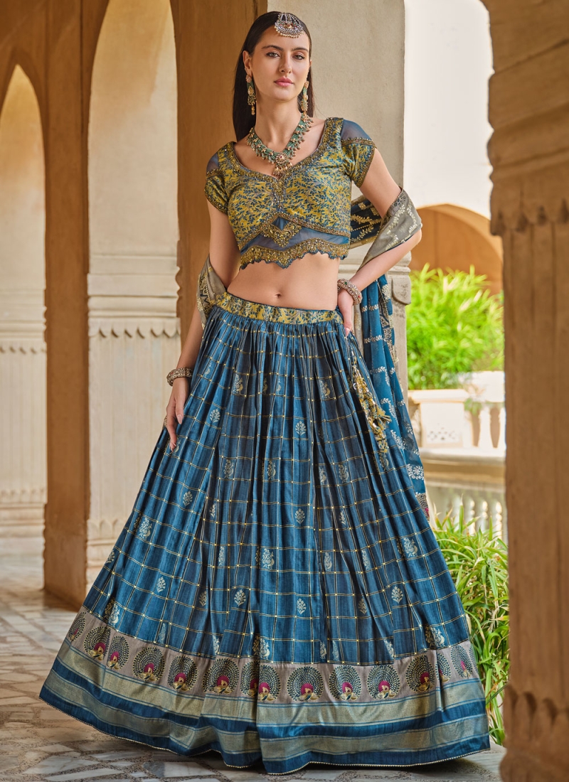 Morpeach  Paisley Print Silk Readymade Lehenga Choli