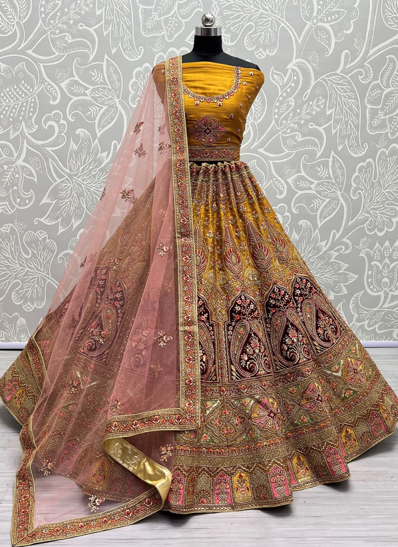 Pink Embroidered Mirror Diamond Bridal Net Lehenga Choli Wedding Party |  eBay