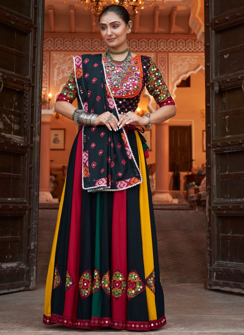 Multi Colour Mirror Viscose Readymade Lehenga Choli