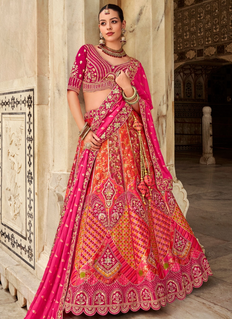 Multi Colour Reception Banarasi Silk Trendy Lehenga Choli