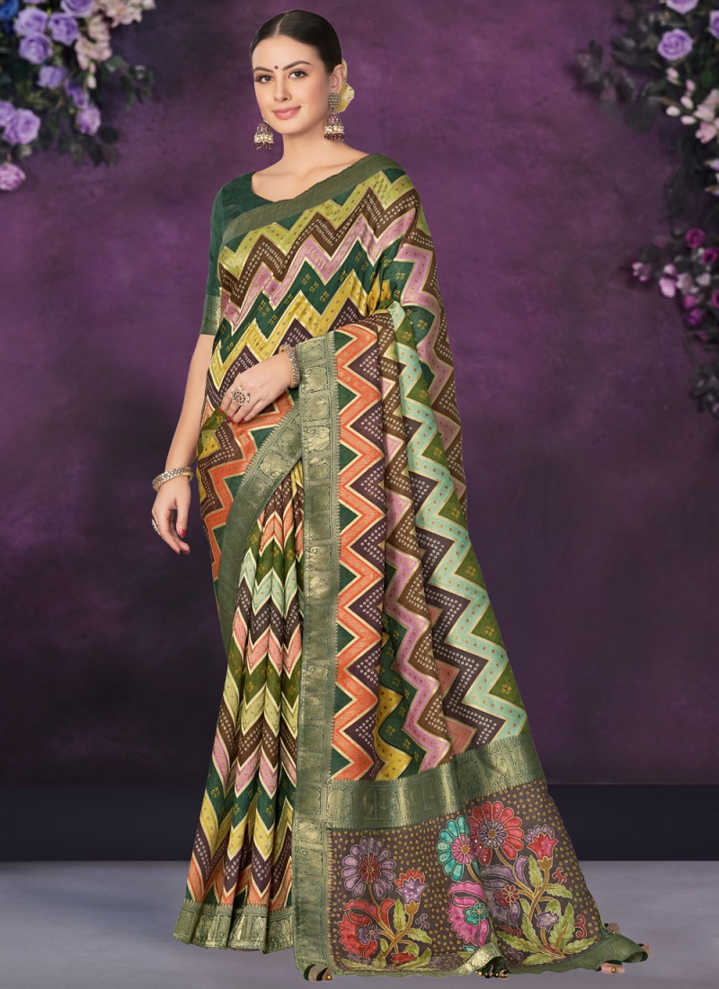 Multi Colour Woven Festival Traditional Saree