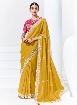 Mustard Organza Festival Contemporary Saree