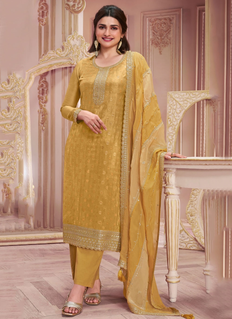 Mustard Sequins Ceremonial Salwar Kameez