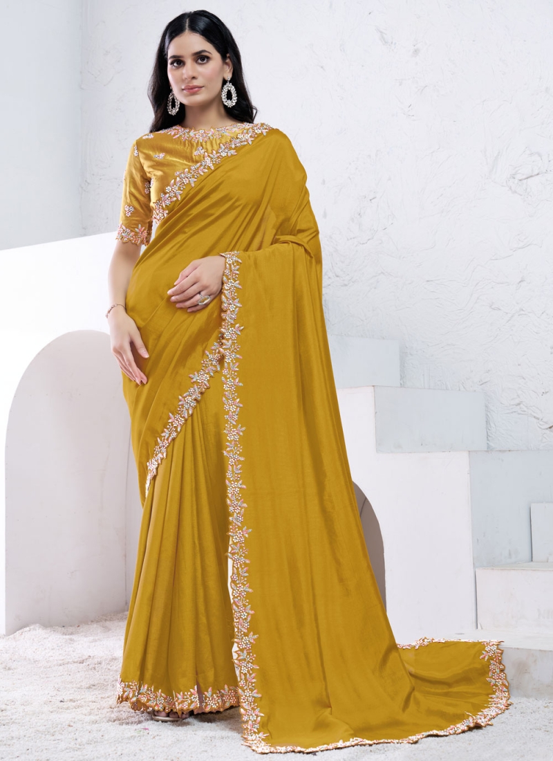 Mustard Stone Sangeet Classic Saree