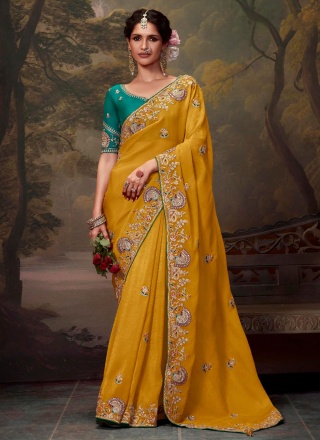 Mustard Zari Contemporary Saree