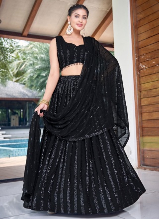 Mystic Black Engagement Readymade Lehenga Choli