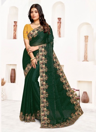 Mystical Banglori Silk Zari Green Saree