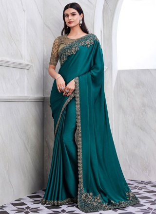 Mystical Sequins Silk Teal Classic Saree