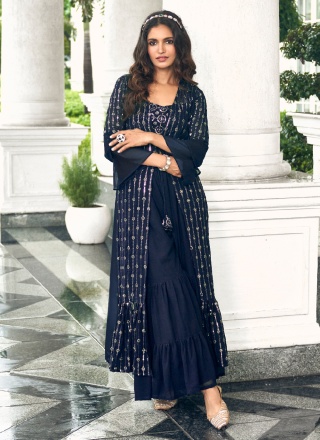 Navy Blue Color Designer Salwar Kameez