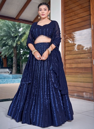 Navy Blue Engagement Readymade Lehenga Choli