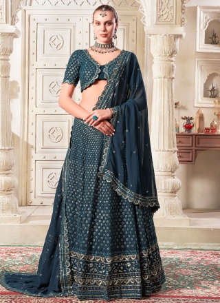 Navy Blue Georgette Designer Lehenga Choli