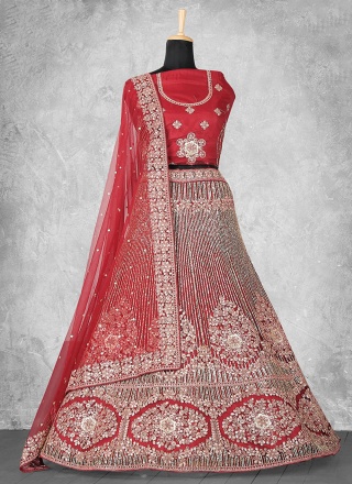 Net Cord Red Trendy Lehenga Choli