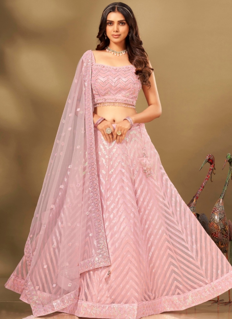 Raw Silk Lehenga with Cutdana, Sequins, Thread work. – Zari Jaipur