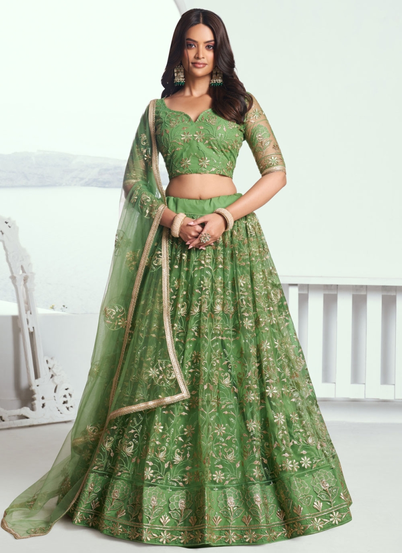 Net Green Lehenga Choli