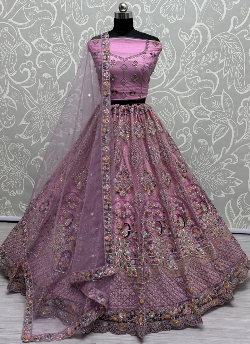 Net Multi Designer Lehenga Choli in Magenta and Pink