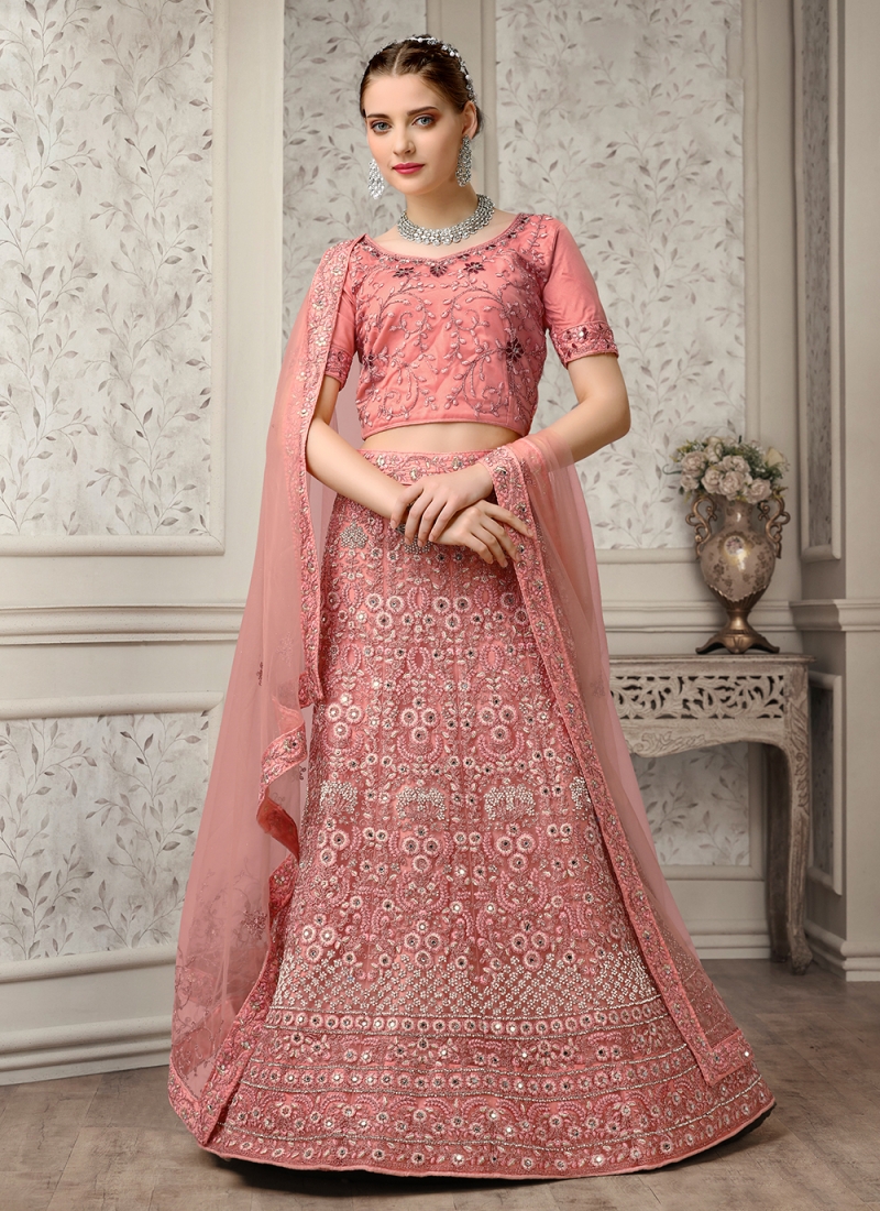 Buy Peach & Multi Colour Gulbahar Embroidered Lehenga Set Online - RI.Ritu  Kumar India Store View