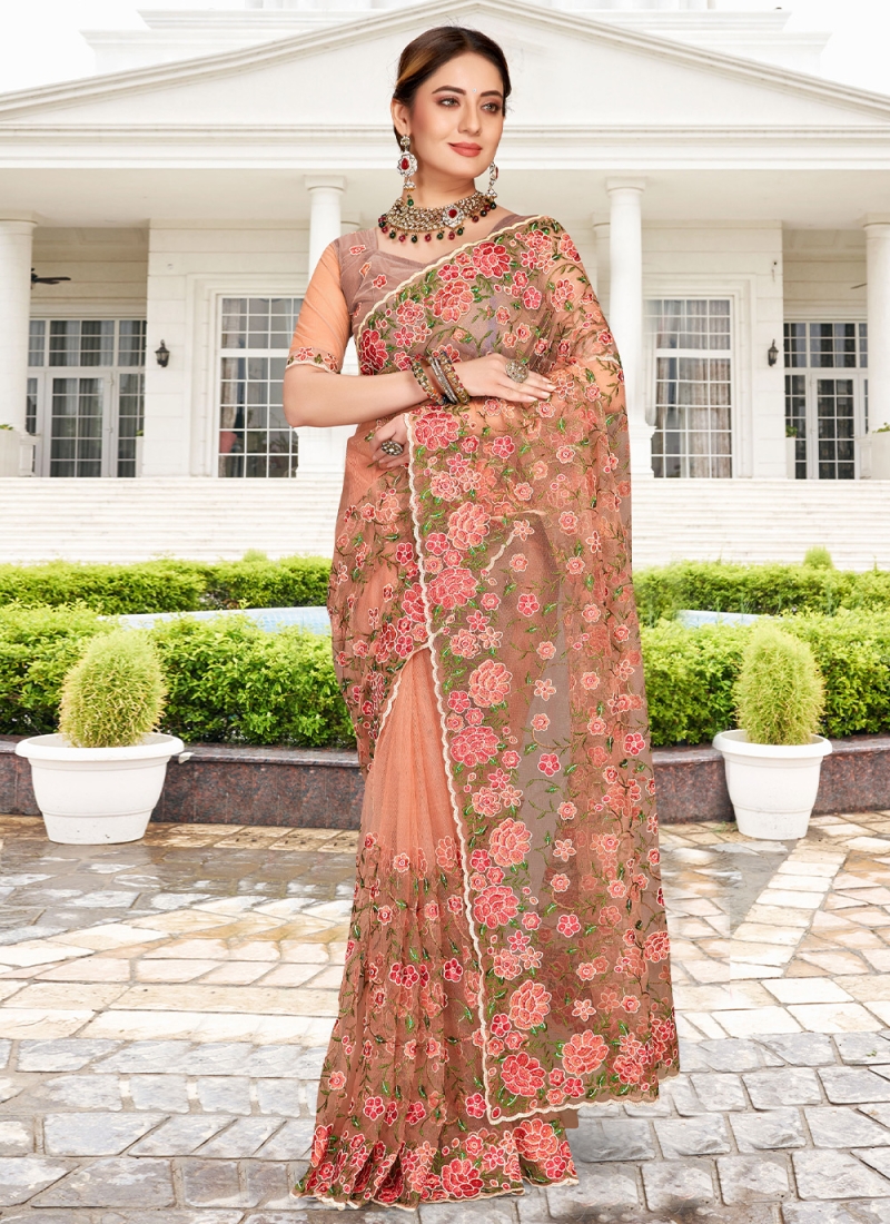 Buy Yellow Net Party Wear Stone Work Saree Online From Wholesale Salwar.