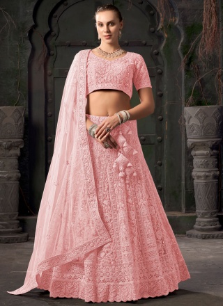 Net Pink Readymade Lehenga Choli