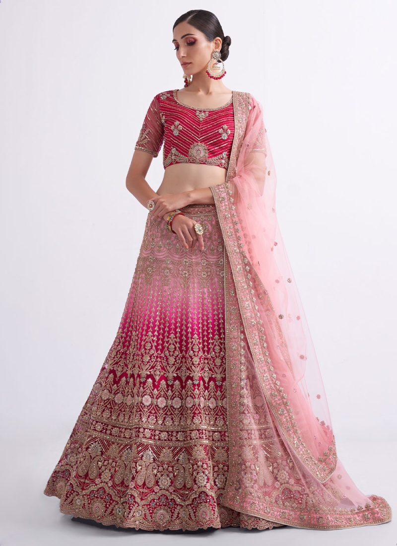 Pink Coloured Premium Net with Dori Zircon Diamond Sequins work Woman –  Royskart