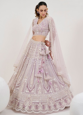 Net Thread Lavender Readymade Lehenga Choli