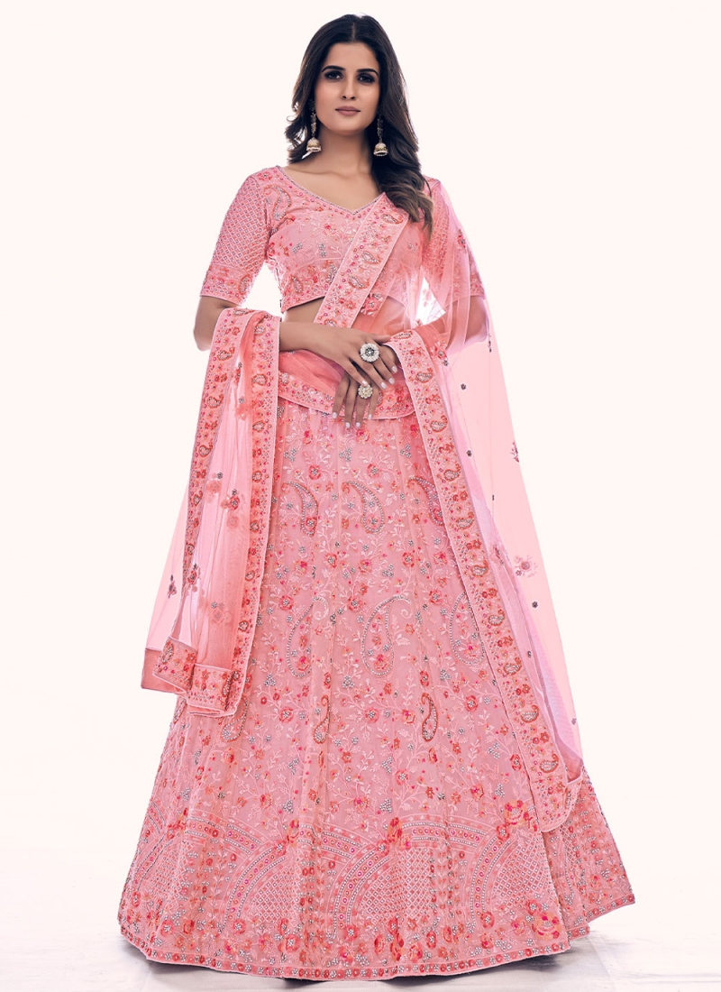Pink Embroidered Bridal Lehenga Choli Latest 2050LG08