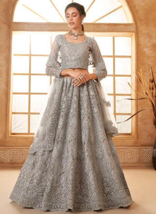 Net Trendy Lehenga Choli in Grey