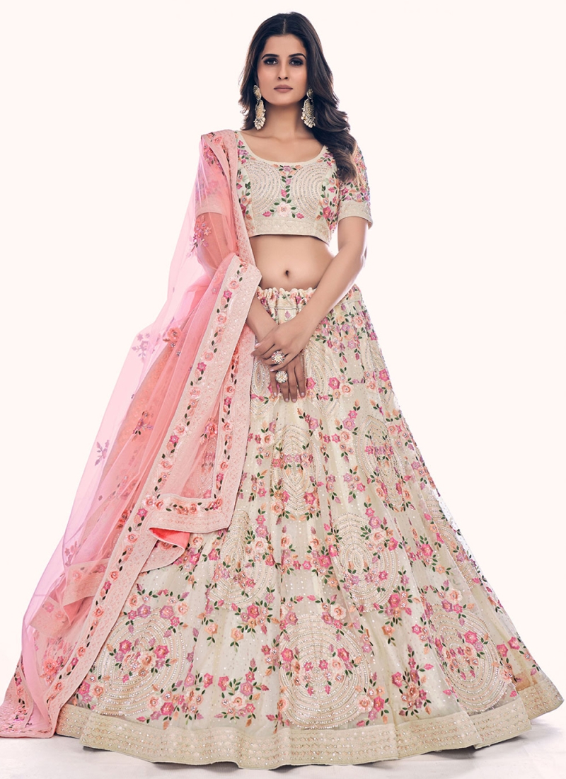 Beautiful Heavy designer partywear lehenga embroidered top with organz