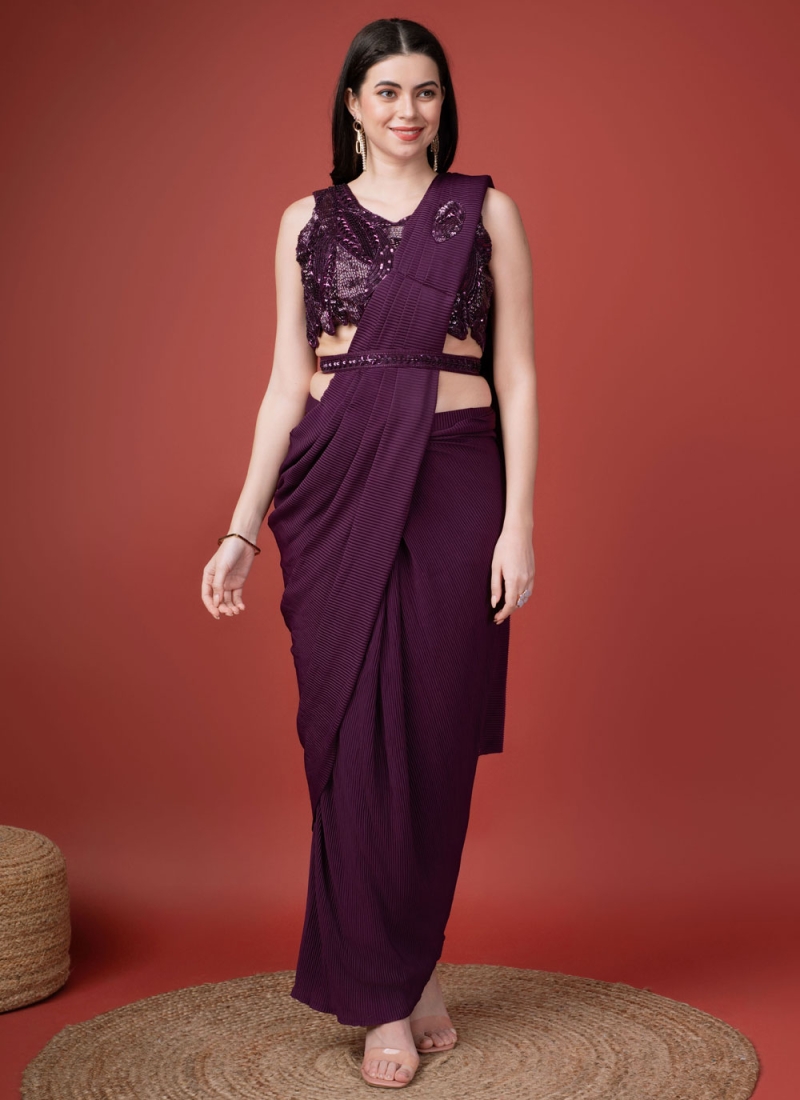 Nice Imported Purple Trendy Saree