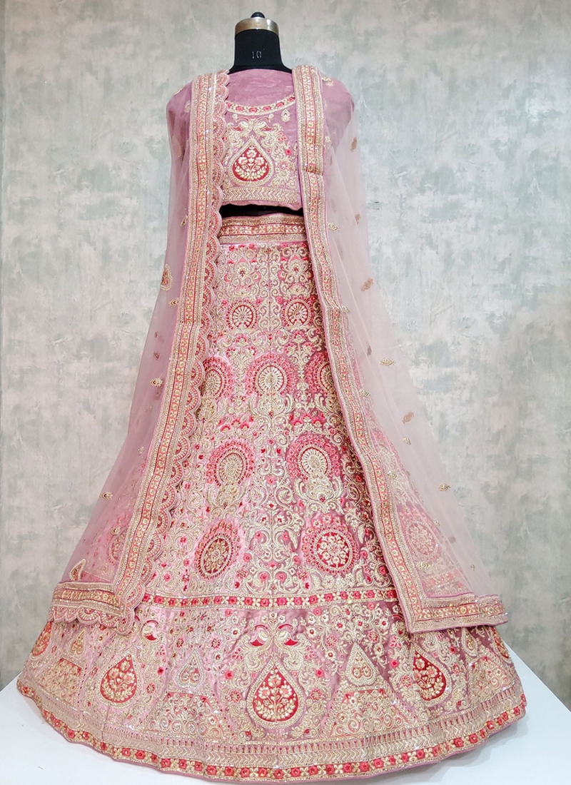 Nice Rose Pink Velvet Lehenga Choli