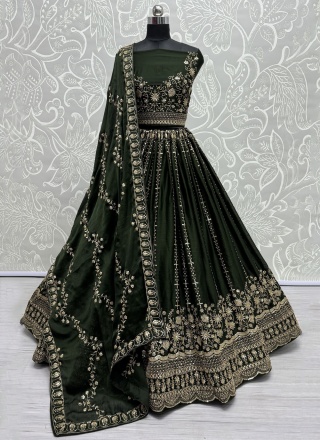 Noble Fancy Green Chiffon Sati