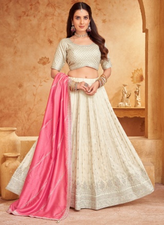 Off White Ceremonial Silk Readymade Lehenga Choli