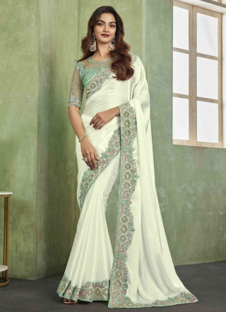 Off White Color Contemporary Saree