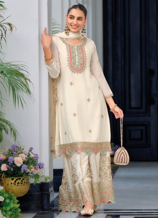 Off White Color Palazzo Salwar Suit